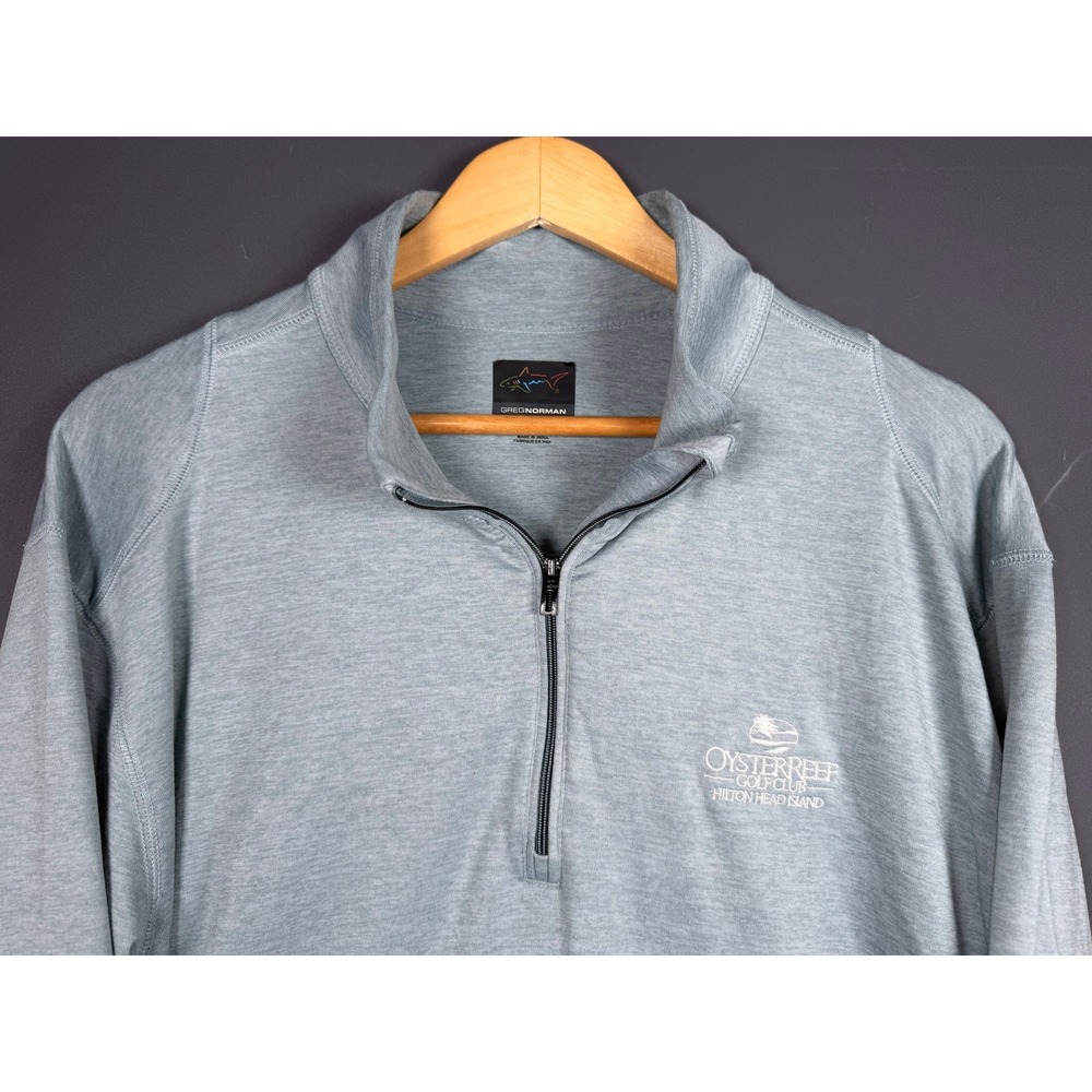 Greg Norman Mens Large Quarter Zip Pullover Blue Oyster Reef Golf Hilton Head